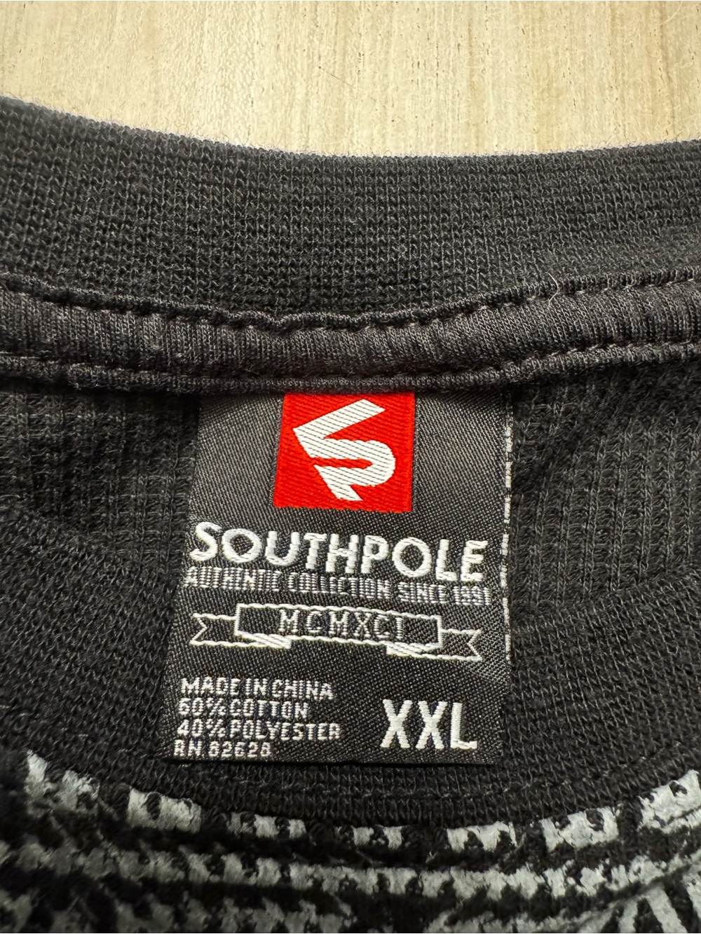 Y2K South Pole Black Graphic Skull Thermal Sweater